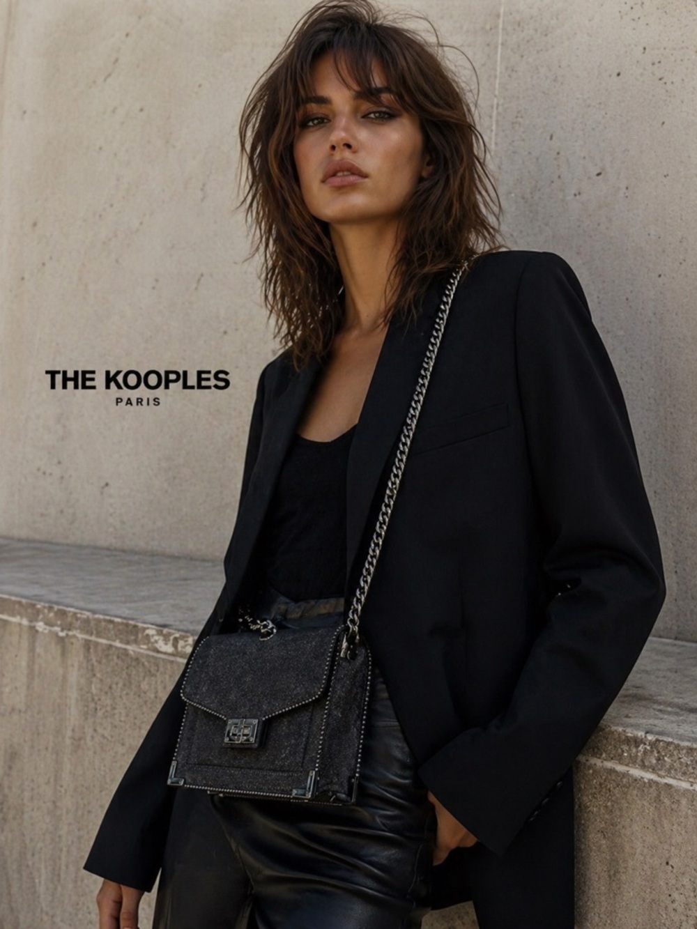 THE KOOPLES Emily Denim Chain Bag NWT Studded Gunmetal Crossbody $545 MSRP